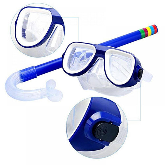 Diving Goggle Mask Breathing Tube Kids Shockproof Anti-Fog Swimming Glasses Band Snorkeling Underwater Accessories Set