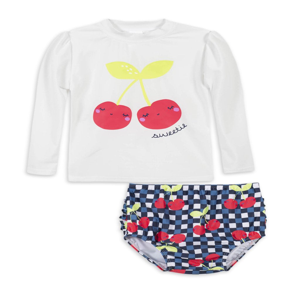Gerber Baby & Toddler Girl Rashguard & Swim Bottoms Set with UPF 50+, 2-Piece, (0/3M - 5T)