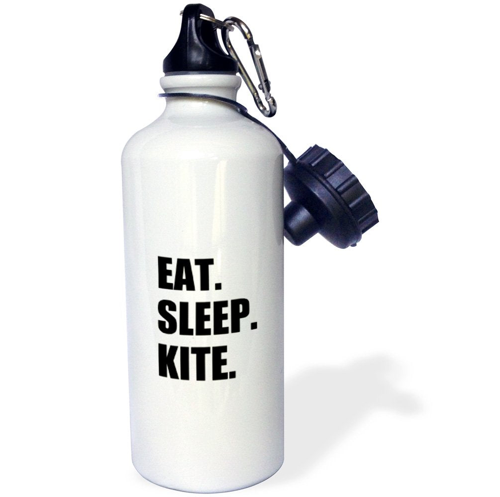 3Drose Eat Sleep Kite - Kitesurfing Kiteboarding Kitesurfer Kiteboarder Surf - Straw Water Bottle, 21-Ounce