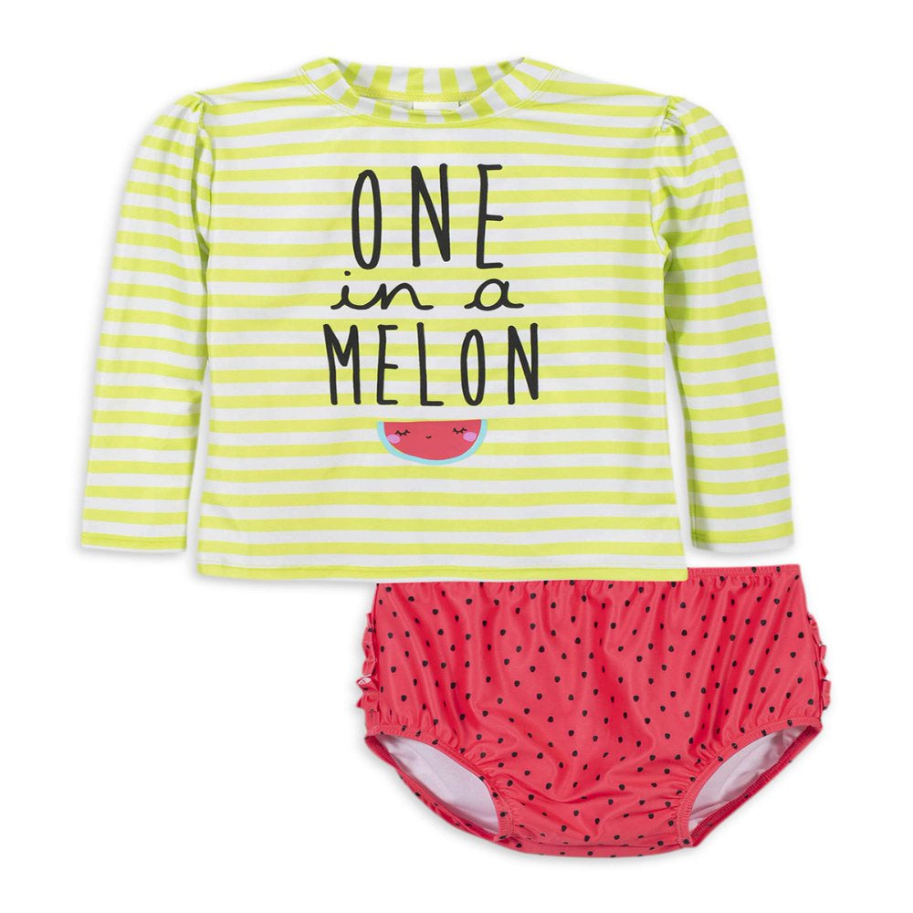 Gerber Baby & Toddler Girl Rashguard & Swim Bottoms Set with UPF 50+, 2-Piece, (0/3M - 5T)