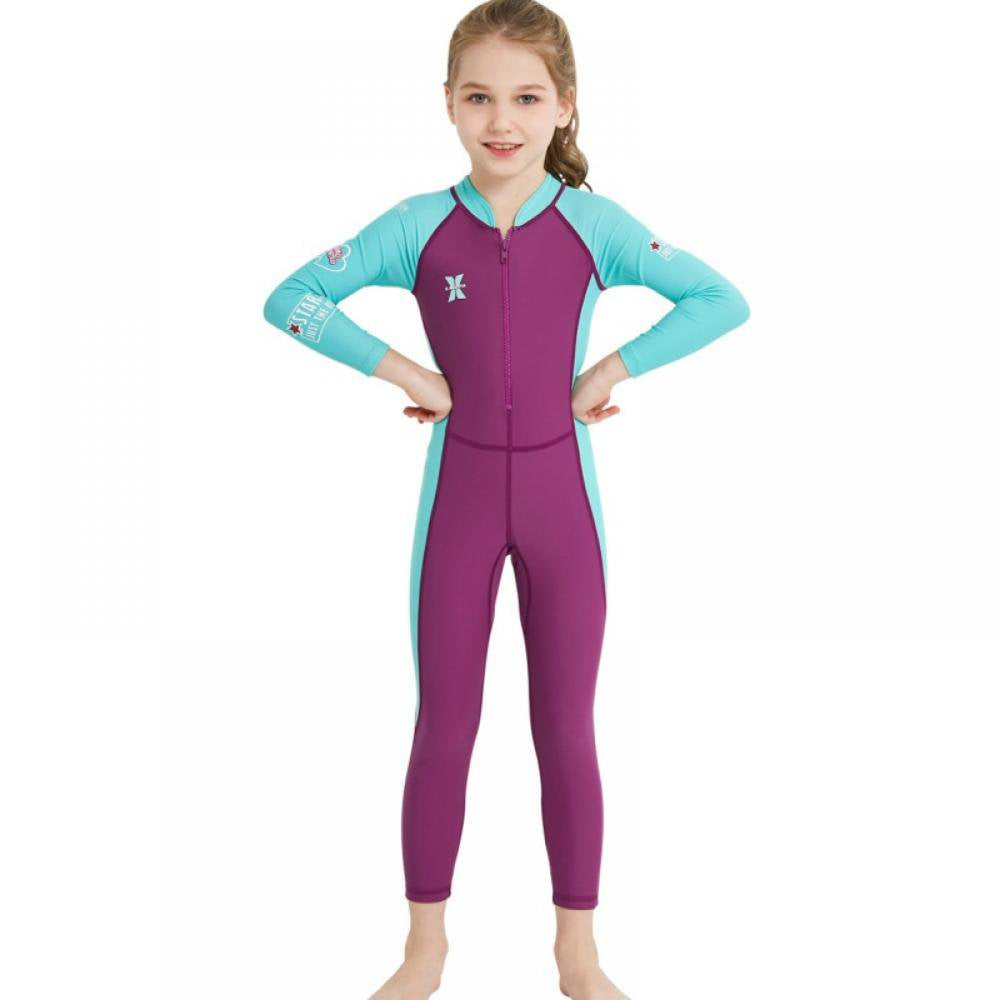 Kids Diving Suit Children Full Body Wetsuit Keep Warm One-Piece Long Sleeves Uv Protection Swimwear for Surfing Snorkeling Swimming
