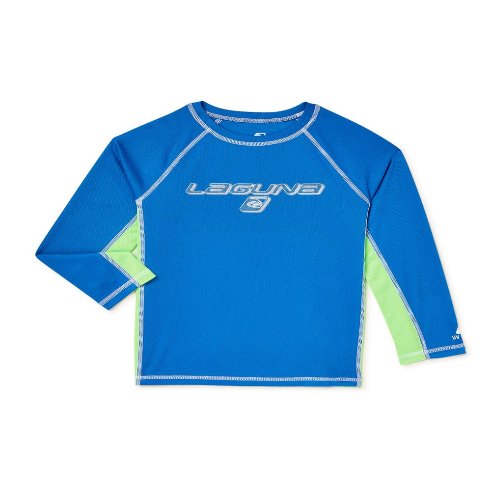 Laguna Boys Long Sleeve Athletic Rash Guard Swim Top, UPF 50+, Sizes 8-20