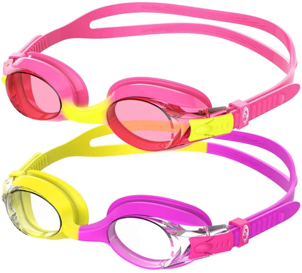 Findway Kids Swim Goggles, 2 Pack Kids Swimming Sport Goggles No Leaking Youth Girls Boys for Age 4-16