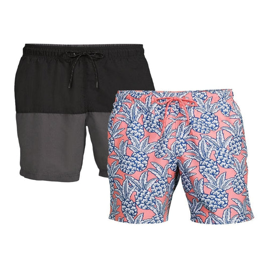 George Men’S and Big Men’S 8” All Guy Colorblocked Printed Swim Shorts, 2-Pack, up to Size 5XL