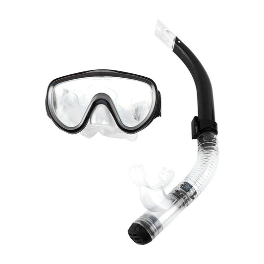 HERCHR Snorkel Set, Diving Tempered Glass Goggles&Semi-Dry Breathing Tube Set, Snorkel Mask Mouthpiece Snorkeling Combo for Adult Men Women