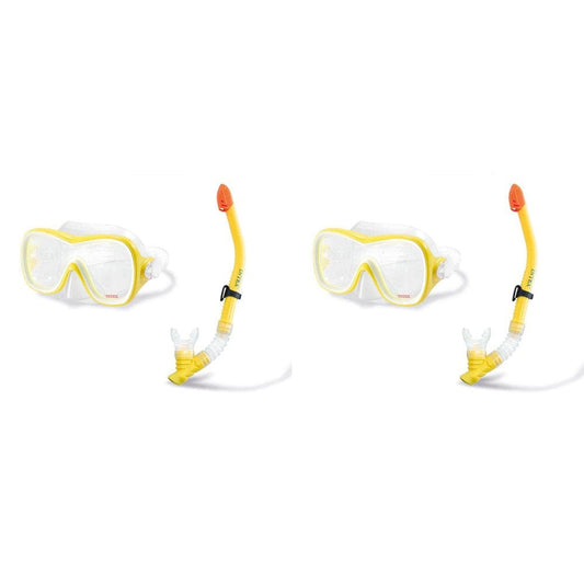 Intex Wave Rider Hypoallergenic Latex Free Mask & Easy Flow Snorkel Set (2 Pack)