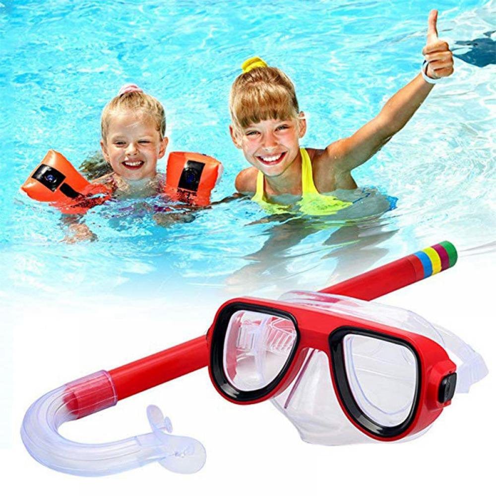 Kids Snorkel Set anti Leak Youth Junior Snorkeling Package Diving Mask Soft Tube with Hard Storage Box Scuba Swimming Goggles
