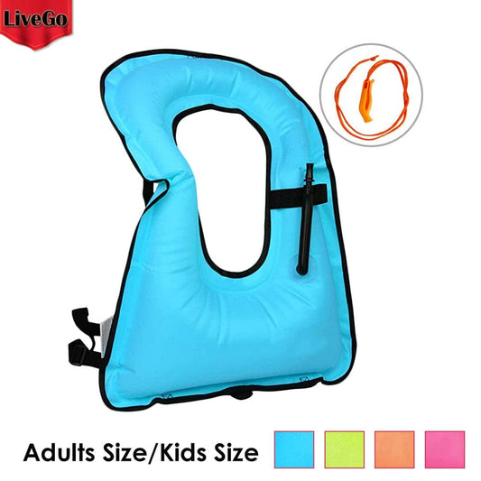 Livego Inflatable Snorkel Vest for Youth Kids Adults, Adjustable Light Snorkeling Jackets Safety Vests for Diving, Snorkeling, Swimming, Surfing, Kayaking