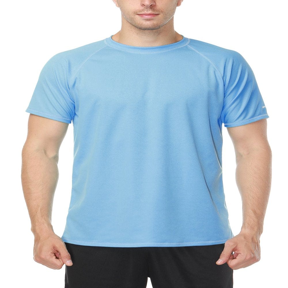 Men'S Rash Guard Swimwear Short Sleeve Swimsuit Tops Sport Shirt UPF 50+