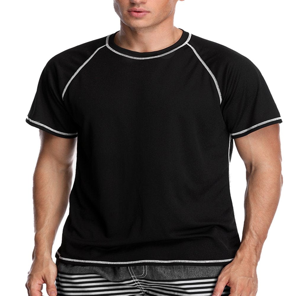 Men'S Rash Guard Swimwear Short Sleeve Swimsuit Tops Sport Shirt UPF 50+