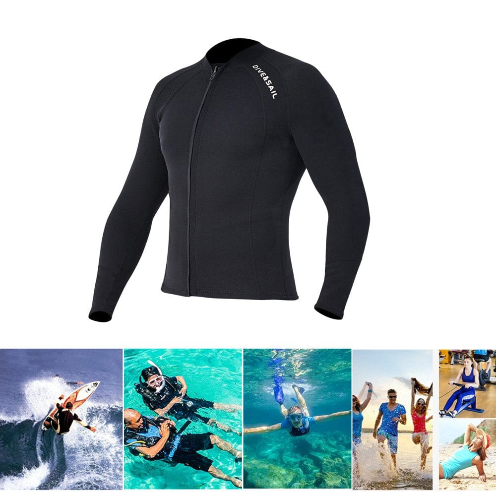 Mens 2Mm Wetsuit Top, Diving Suit Front Zip Wetsuit for Diving Snorkeling Surfing Swimming