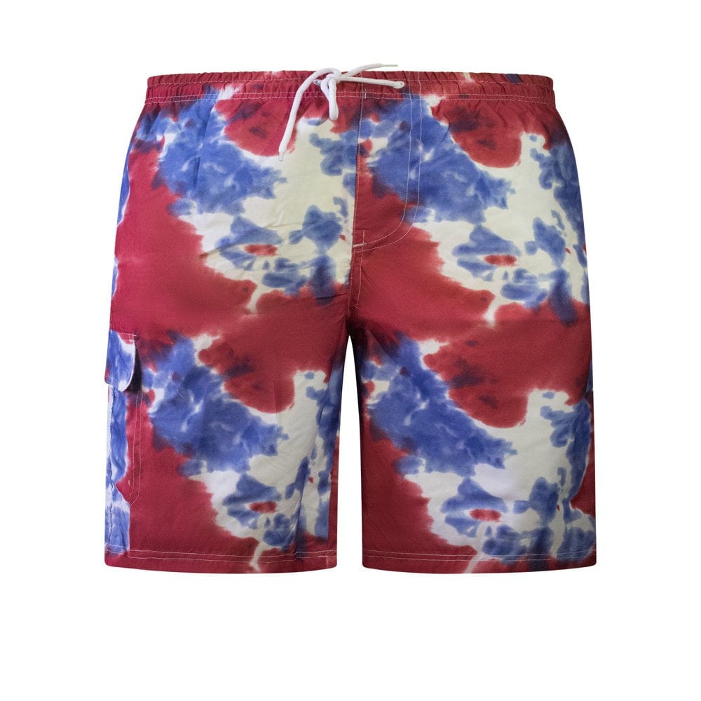 North 15 Mens Microfiber Tie Dye Print Swim Trunk with Cargo Pockets-7155-Grn-Blue-M