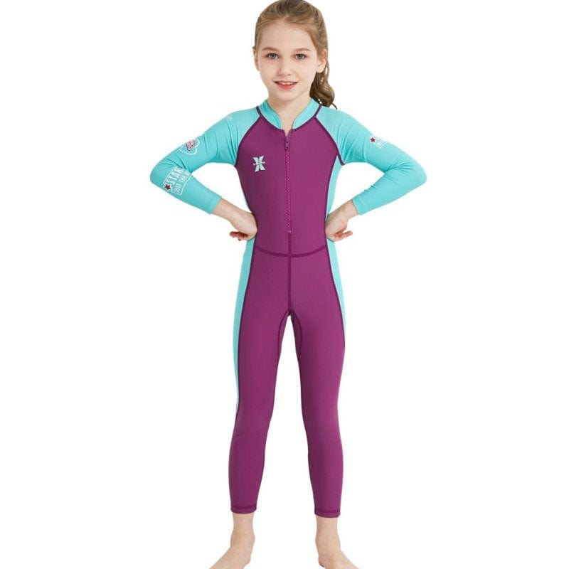 One-Piece Long Sleeves Kids Diving Suit Children Full Body Wetsuit Keep Warm Uv Protection Swimwear for Surfing Snorkeling Swim
