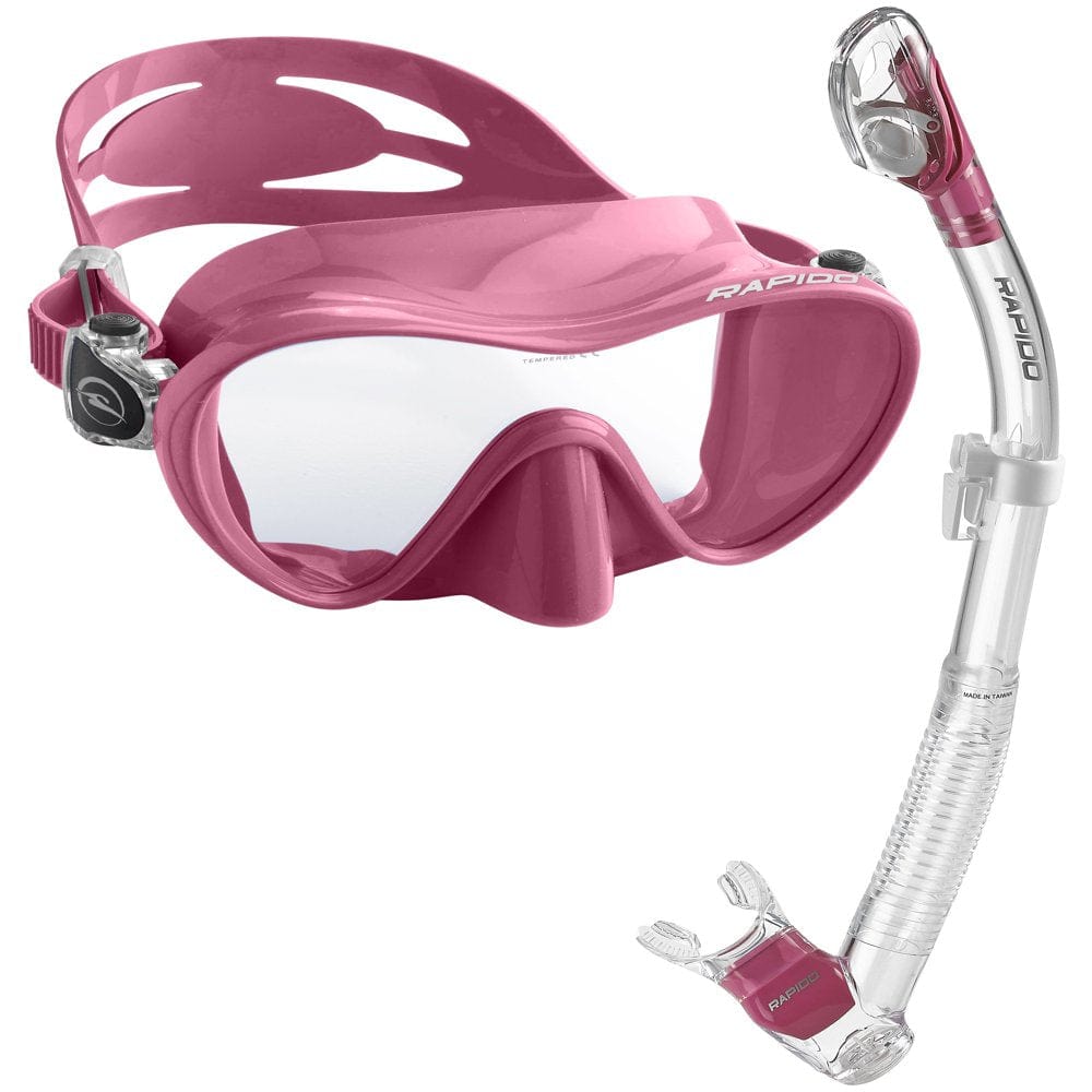 Rapido Boutique Collection Active Frameless Snorkel Mask Dry Snorkel Set, Scuba Snorkeling Dive Mask Snorkel Combo Kit