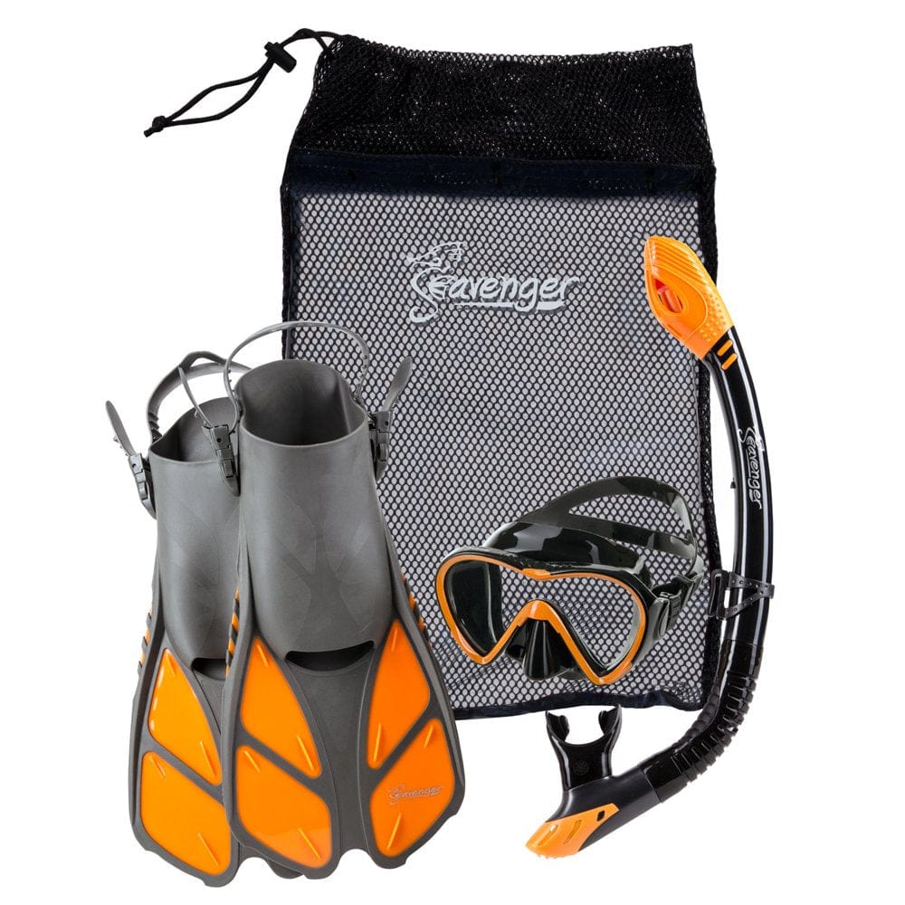 Seavenger Aviator Diving Kit/Snorkeling Set | Kids and Adults (Black Silicone/Coral Pink, S/M)