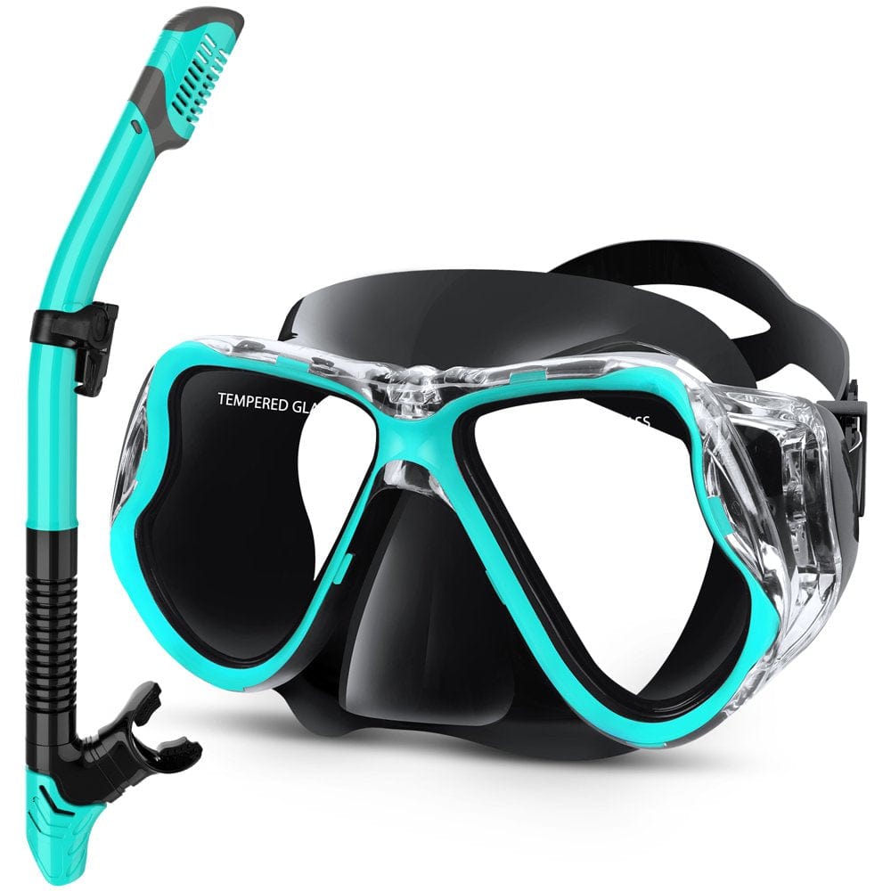 Snorkeling Gear for Adults Snorkel Set with Anti-Fog Scuba Diving Mask and Easy Breathing Dry Top Snorkel for Adults and Youth Black