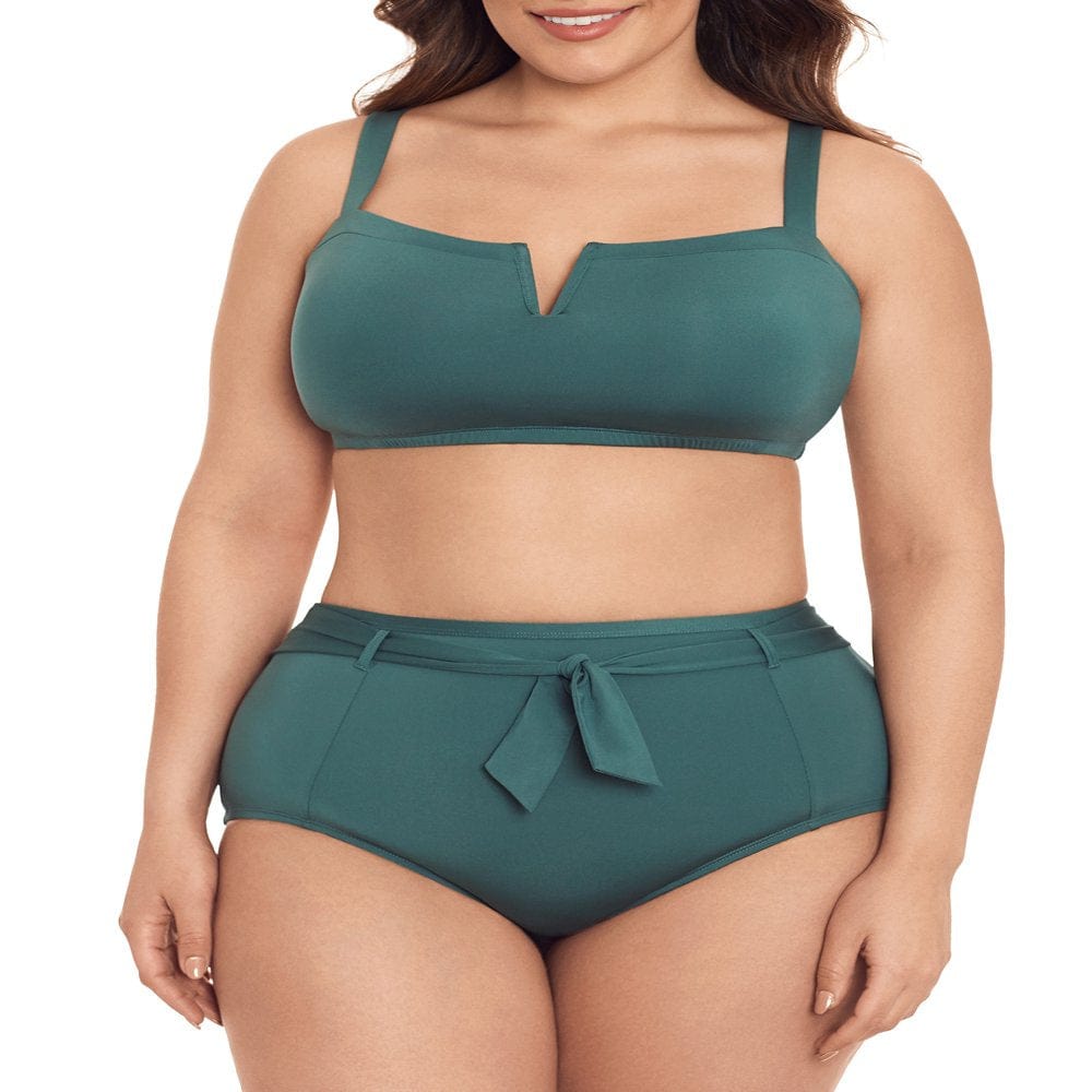 Time and Tru Women'S and Women'S plus High Waisted Tie Front Swim Bottoms