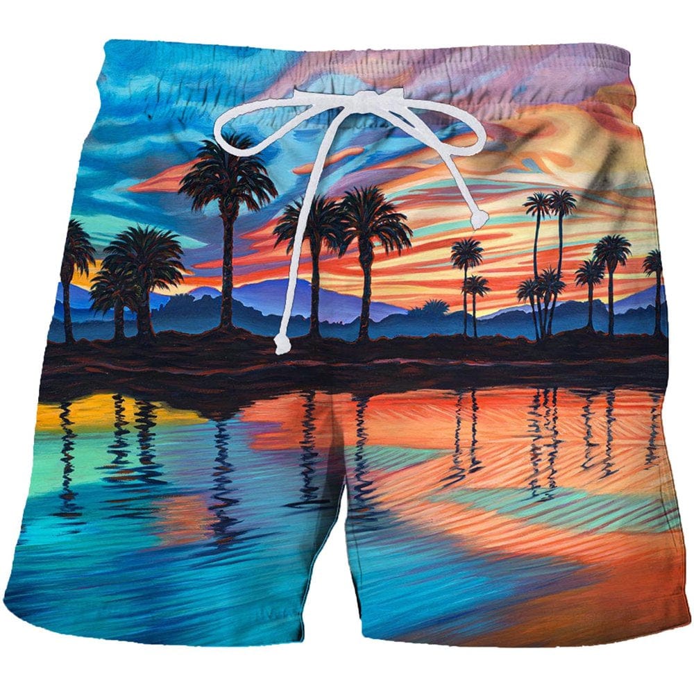 Transer Mens Quick Dry Printed Short Swim Trunks with Mesh Lining Swimwear Bathing Suits