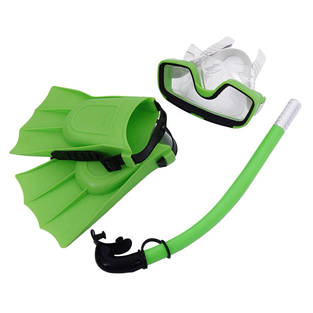 VEAREAR Children Kids 3Pcs Swimming Diving Goggles Snorkel Masks Snorkeling Flippers Set