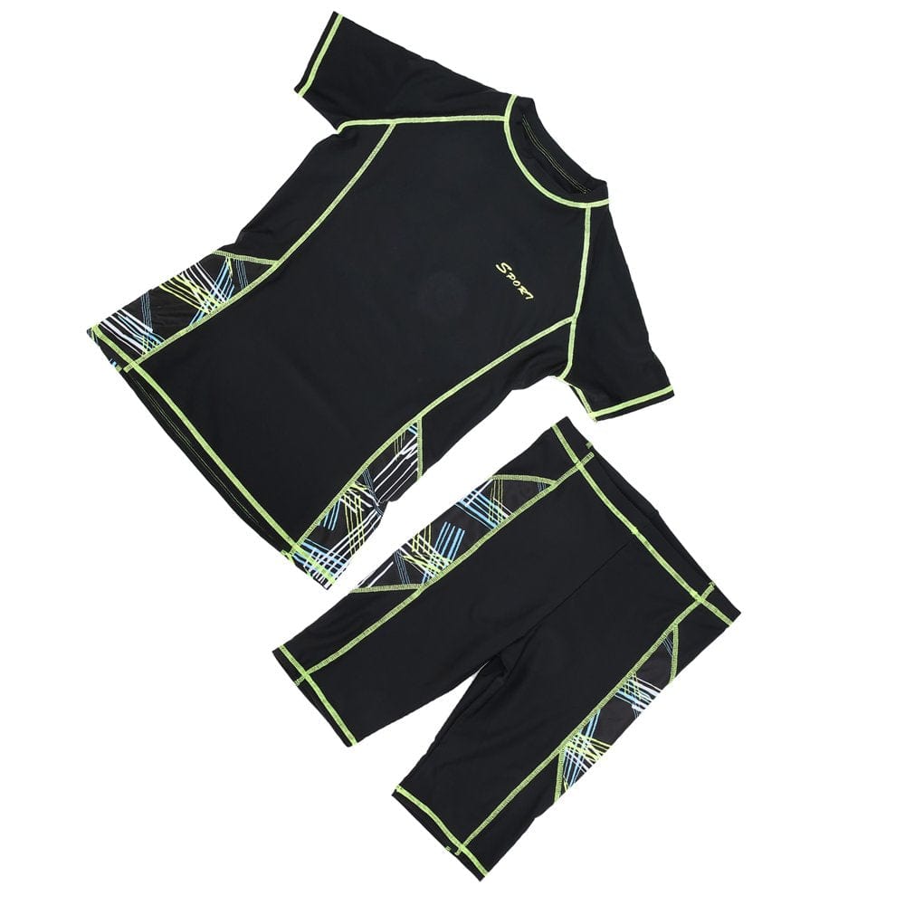 Zerodis Wetsuit, Swimsuit 2 Pieces with Fluorescent Green Edge for Women for Men for Surfing Swimming for Diving Snorkeling